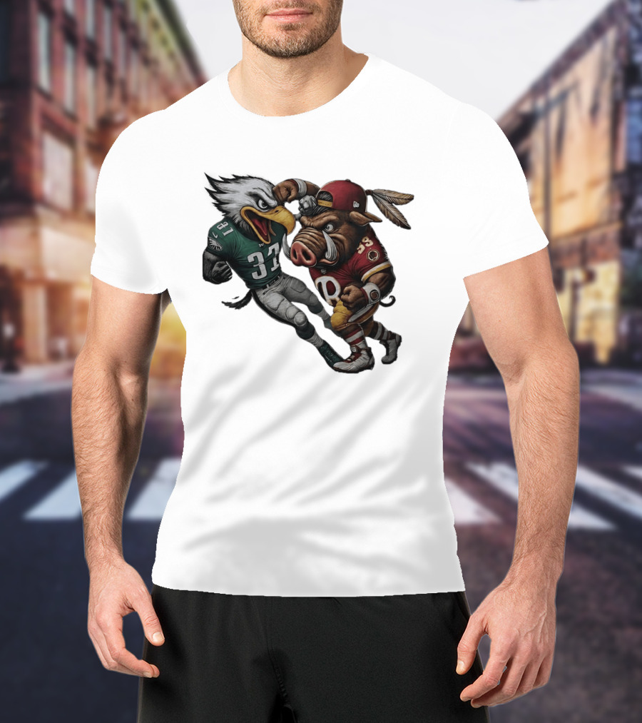 Eagles Versus Redskins Fight Cartoon NFL Rivalry T-Shirt