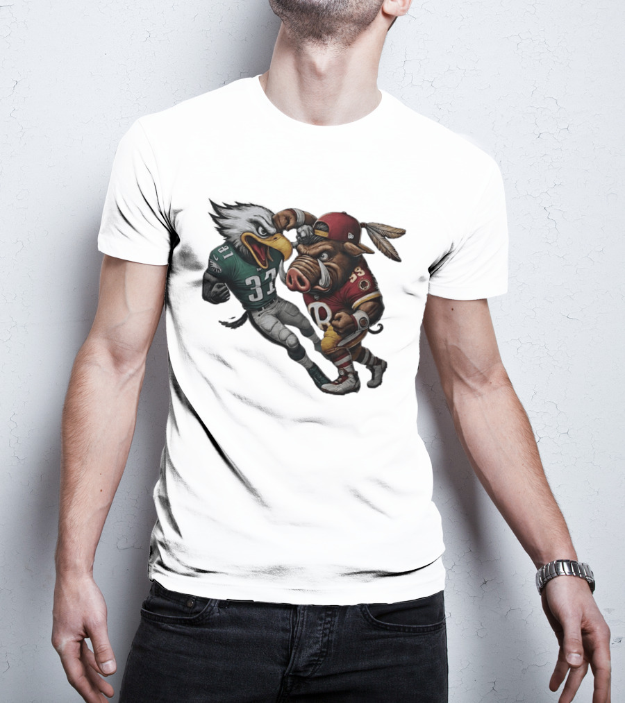 Eagles Versus Redskins Fight Cartoon NFL Rivalry T-Shirt