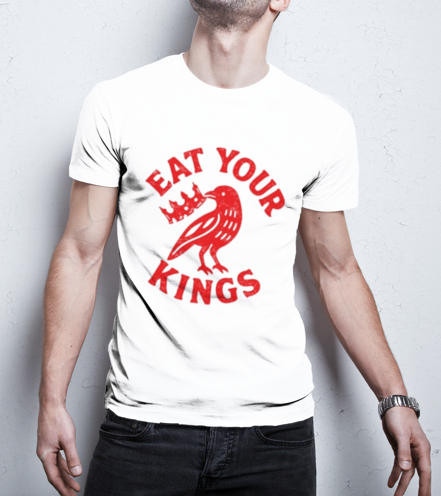 Eat Your Kings Raven With Crown Gothic Crow T-Shirt