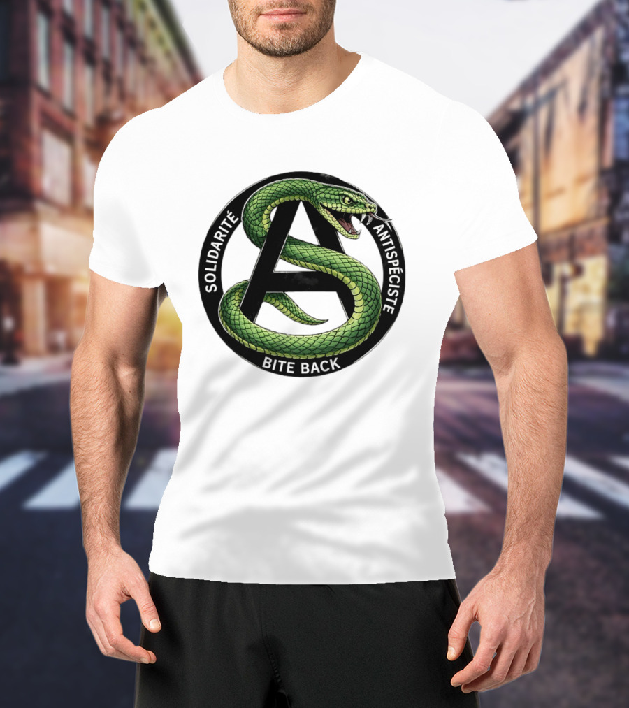 Solidarite Antispeciste Bite Back Anarchist Snake T-Shirt