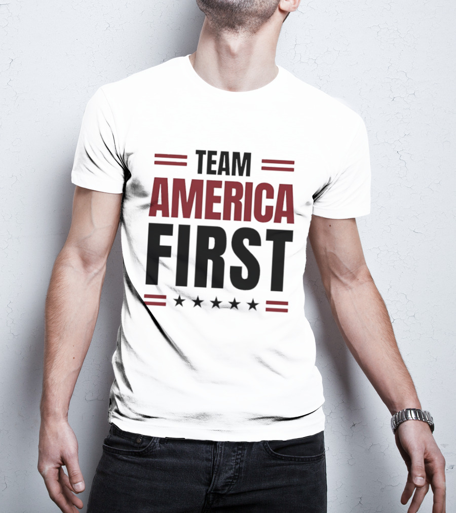Team America First Patriotic USA Stars Stripes T-Shirt