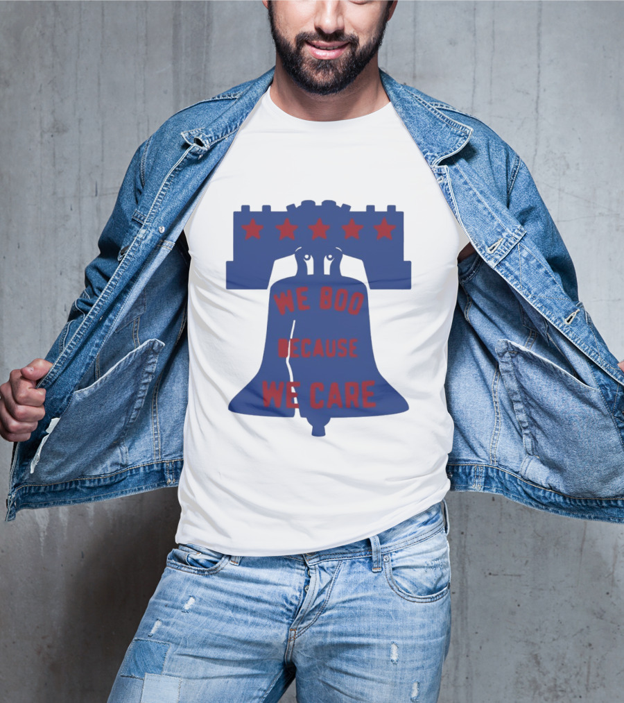 Phillies Liberty Bell We Boo Because We Care Stars Red Blue T-Shirt