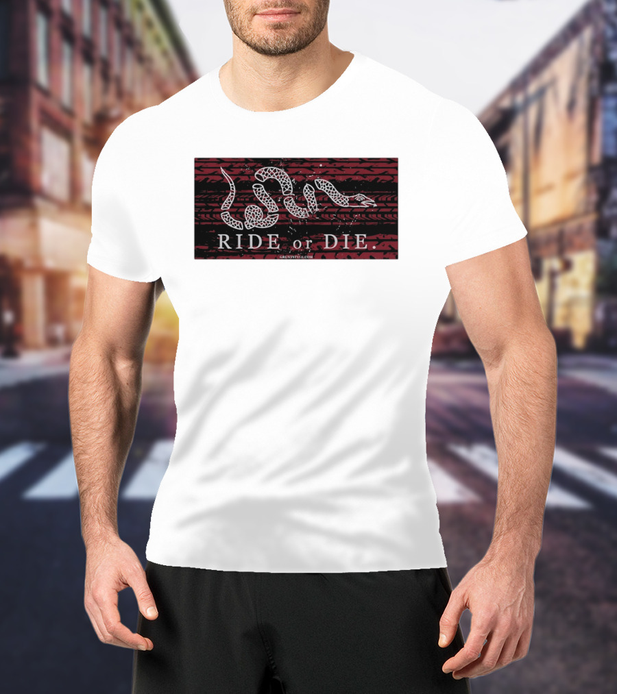 Ride Or Die Coiled Snake Tire Tread Grunt T-Shirt