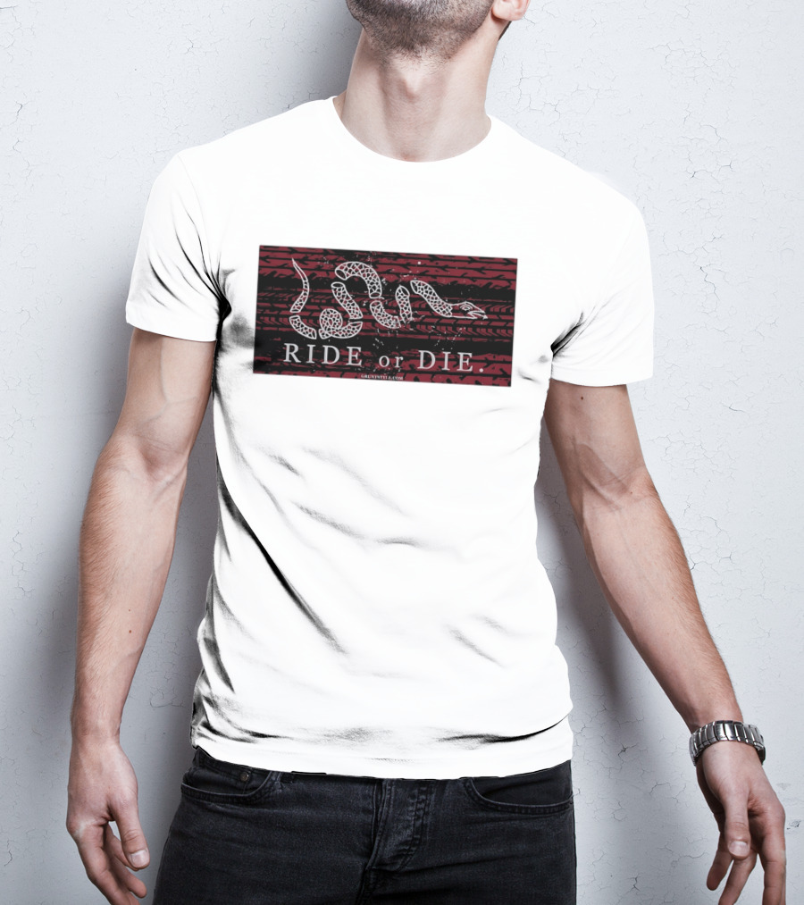 Ride Or Die Coiled Snake Tire Tread Grunt T-Shirt