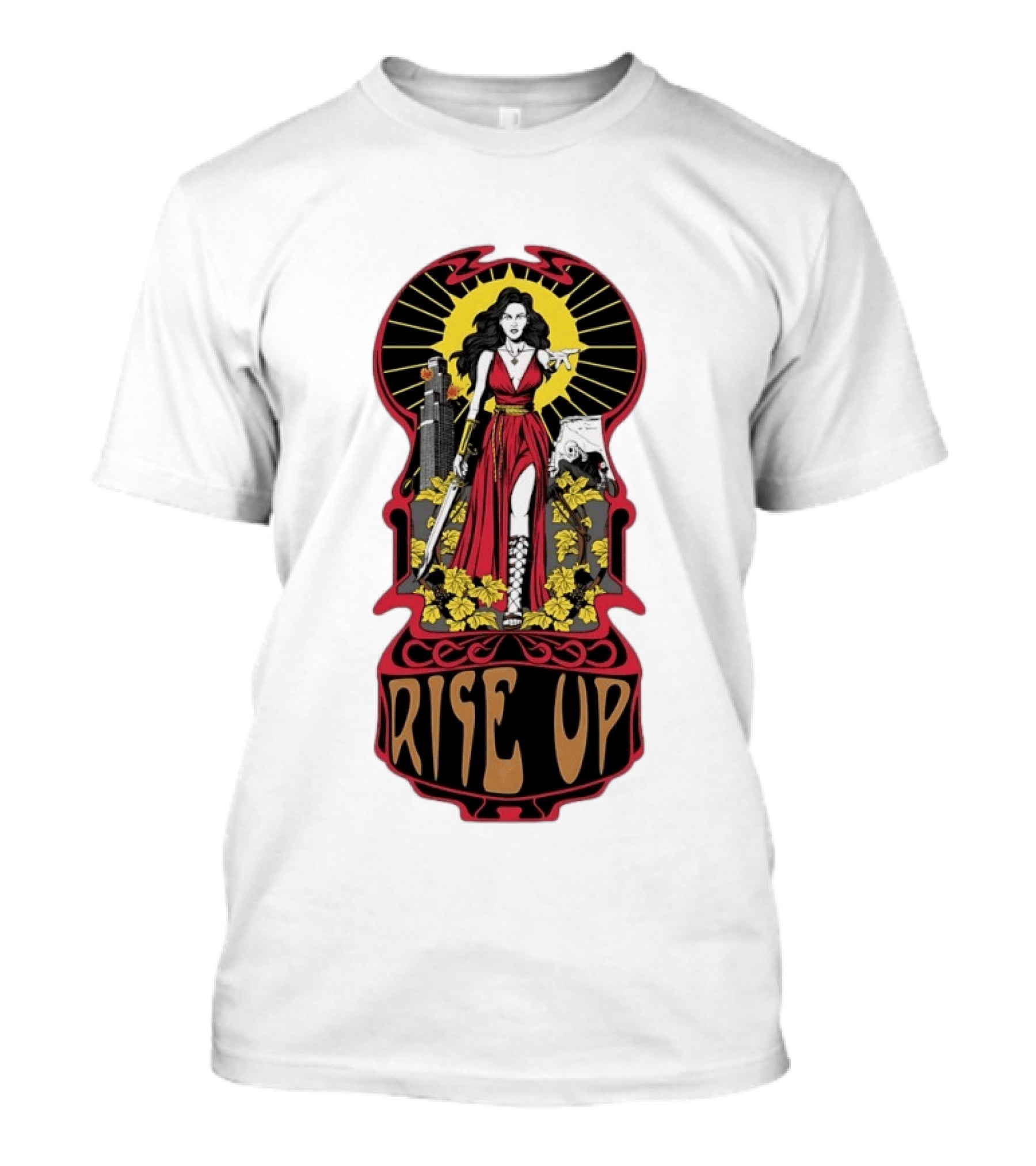 Rise Up Empowerment Resistance Activism Art Deco Warrior Woman T-Shirt