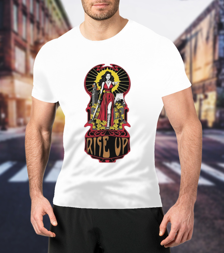 Rise Up Empowerment Resistance Activism Art Deco Warrior Woman T-Shirt