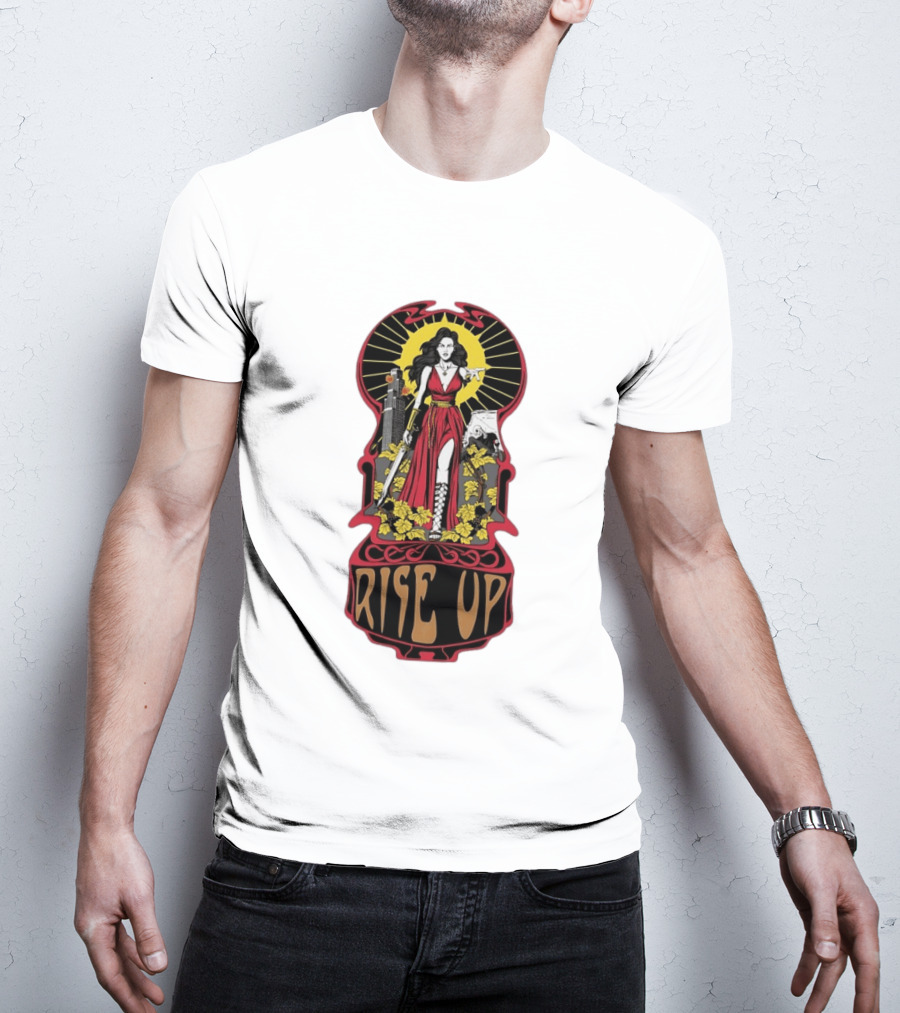 Rise Up Empowerment Resistance Activism Art Deco Warrior Woman T-Shirt