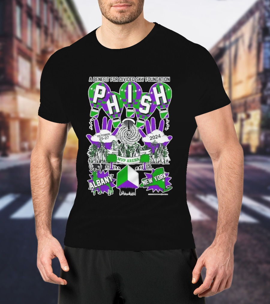 Phish MVP Arena Albany New York October 25 27 2024 Divided Sky Foundation Benefit T-Shirt