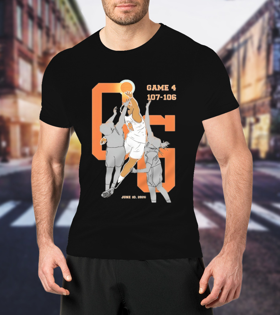 Game 4 107 106 June 10 2026 Basketball Player Dunk Action T-Shirt
