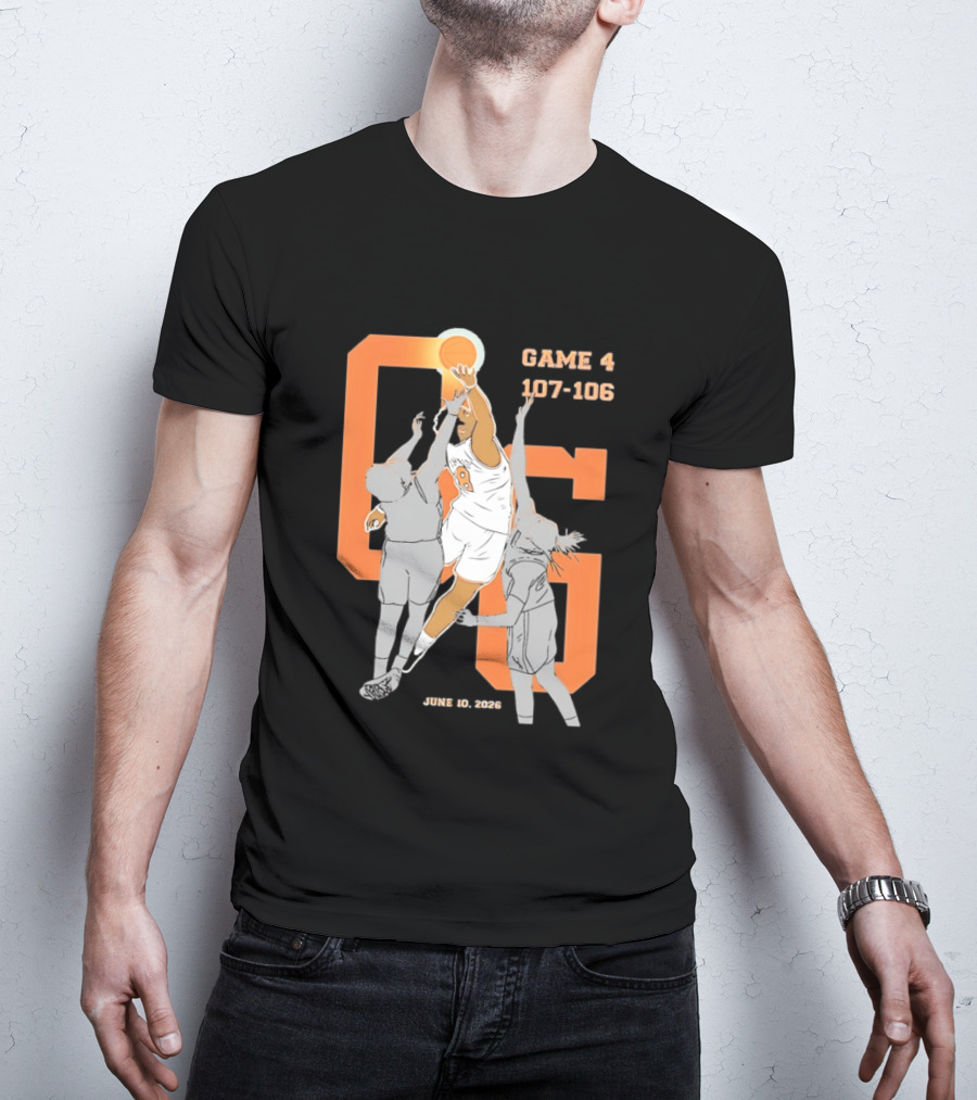 Game 4 107 106 June 10 2026 Basketball Player Dunk Action T-Shirt