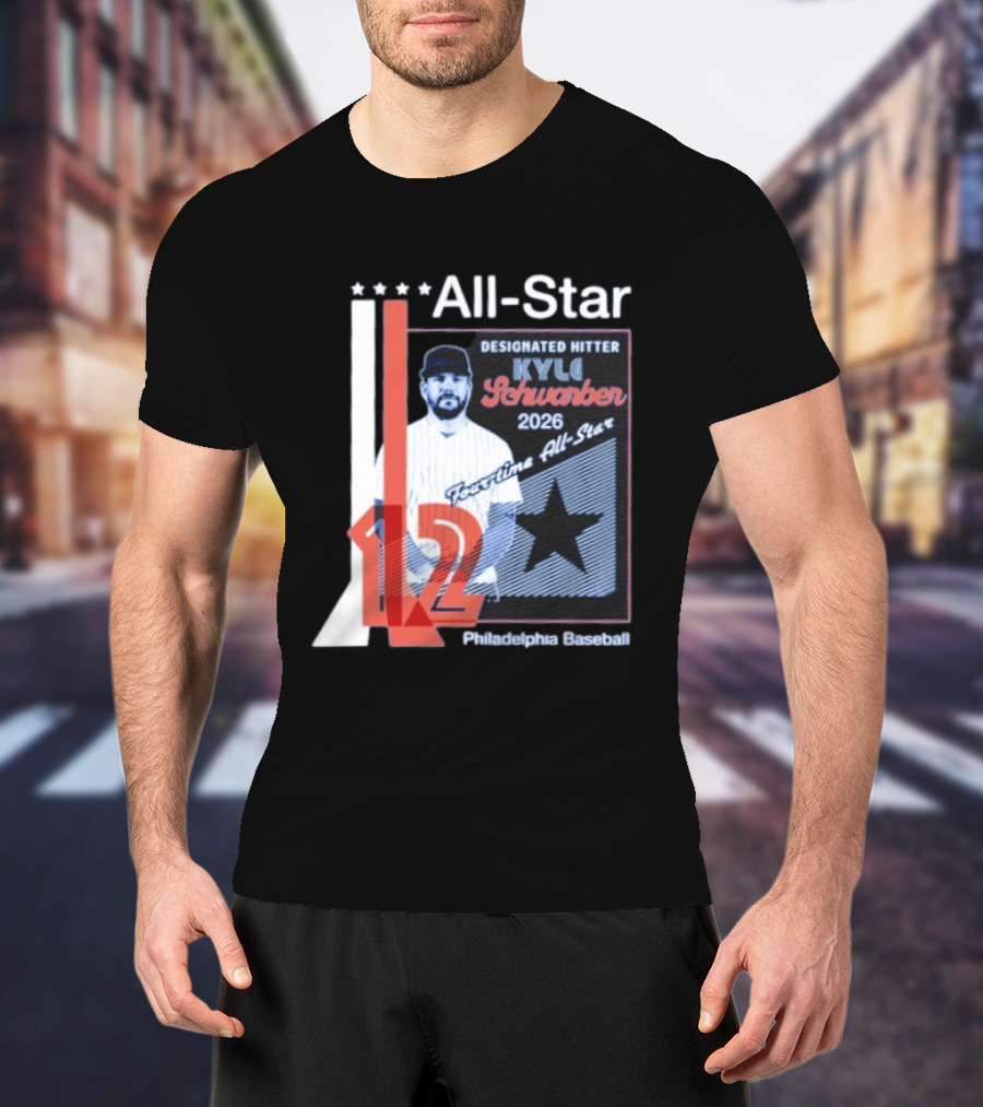 Philadelphia Baseball Designated Hitter Kyle Schwarber 2026 Four Time All Star No 12 T-Shirt