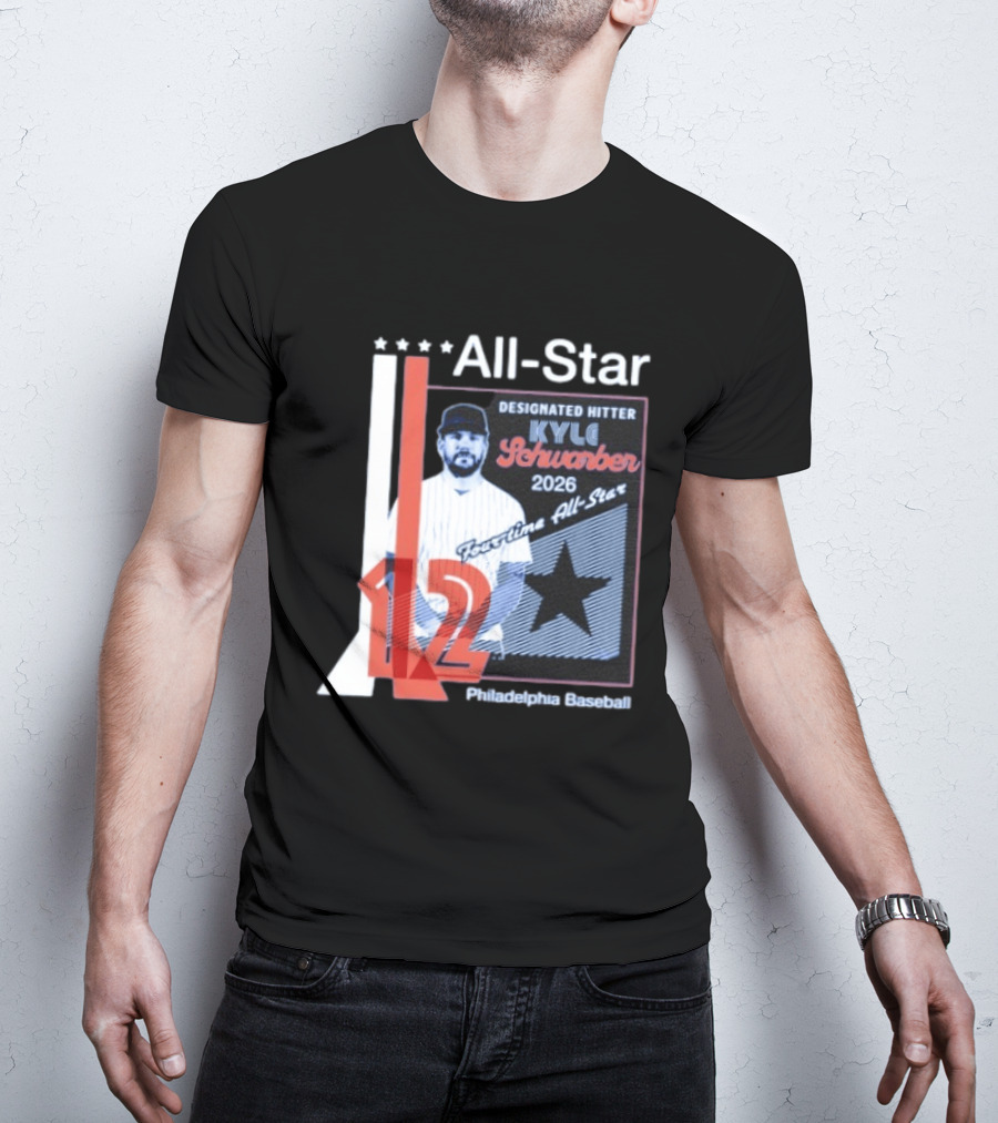 Philadelphia Baseball Designated Hitter Kyle Schwarber 2026 Four Time All Star No 12 T-Shirt