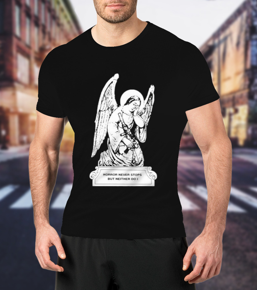 Horror Never Stops Angel With Rifle Resilience T-Shirt