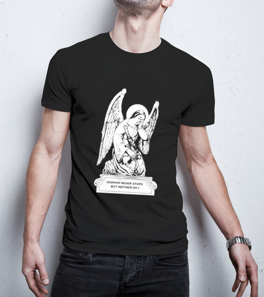 Horror Never Stops Angel With Rifle Resilience T-Shirt