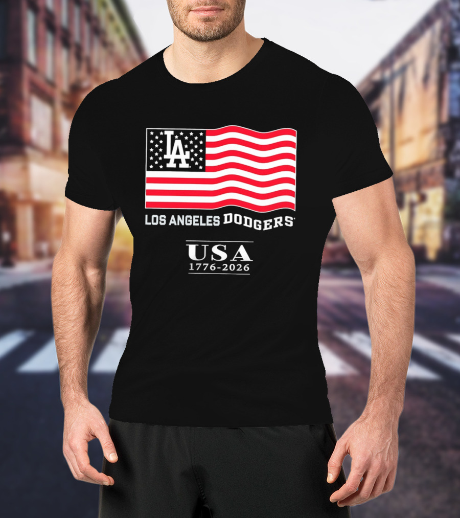 Los Angeles Dodgers USA Flag 1776 2026 T-Shirt