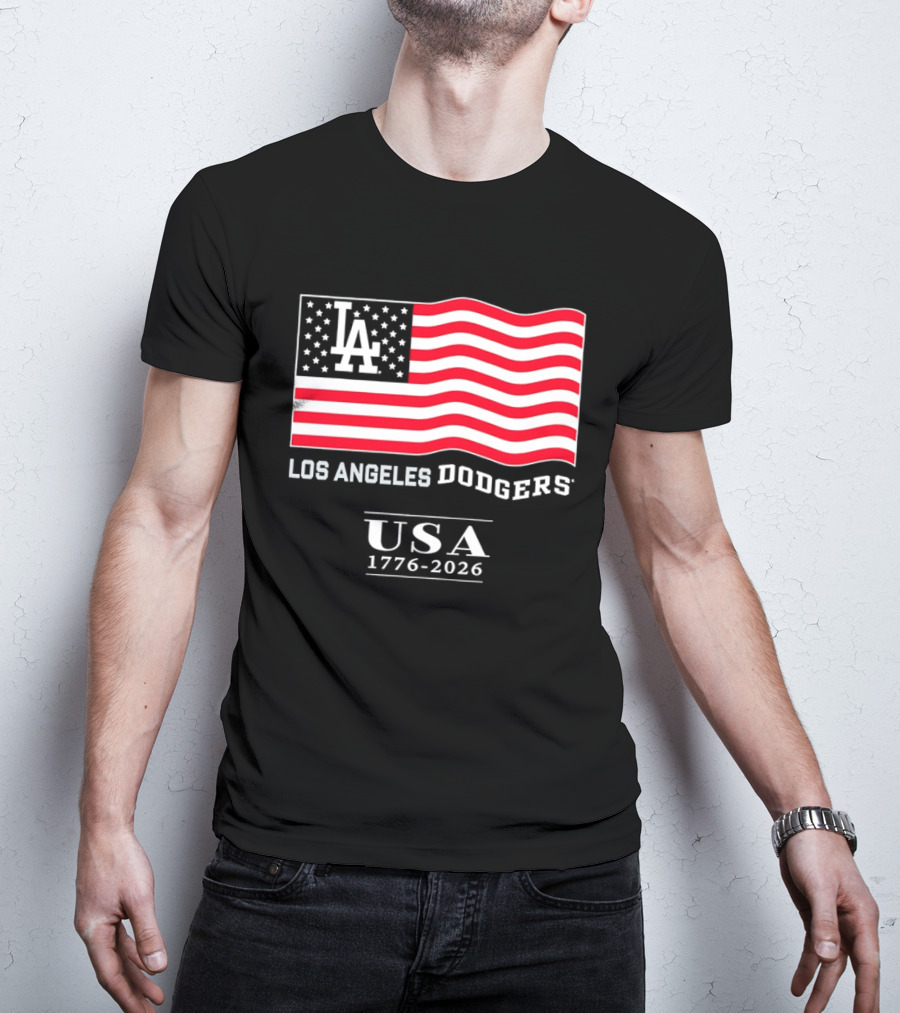 Los Angeles Dodgers USA Flag 1776 2026 T-Shirt