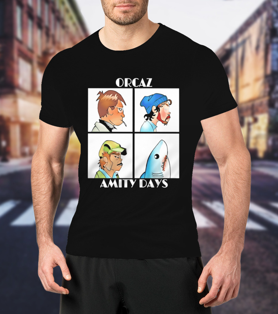 Orcaz Amity Days Four Grid Shark Bite Album Cover T-Shirt