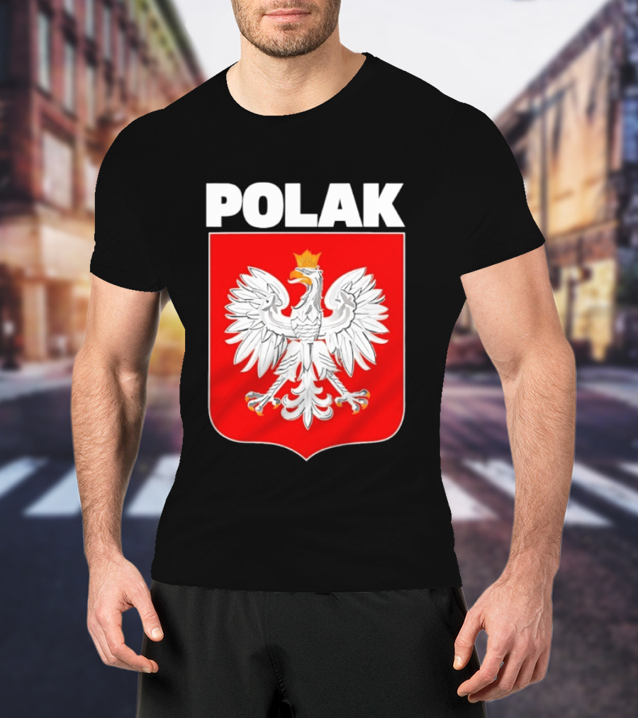 Polak Polish Eagle Emblem White Text Red T-Shirt