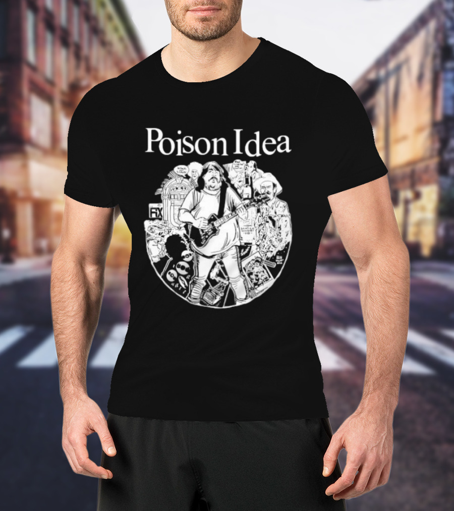 Poison Idea Jerry A Casale Portland Punk Black And White Sketch Montage T-Shirt