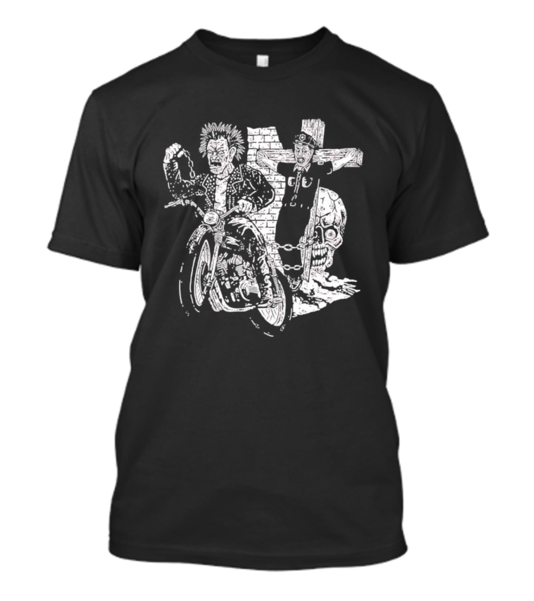 Punk Biker Crucified Police Officer Anarchy Symbolism Rebellion T-Shirt