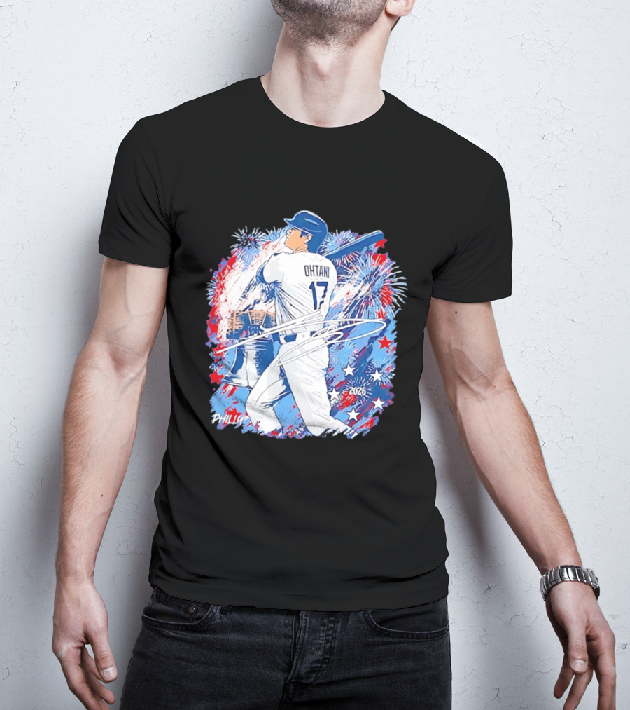 Ohtani 17 Philly 2026 Baseball Fireworks Liberty Bell T-Shirt