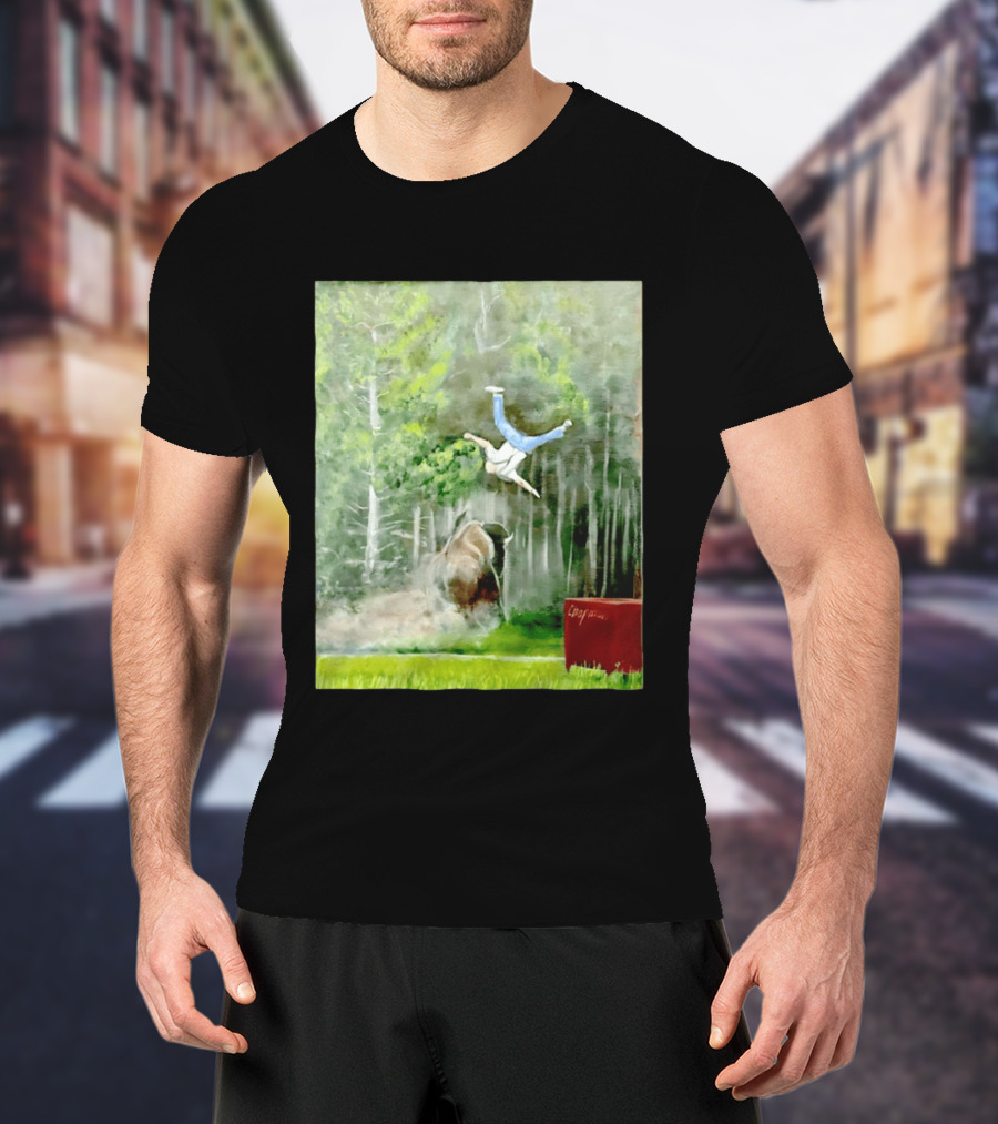Sportman Epic Bison Attack Wildlife Painting T-Shirt