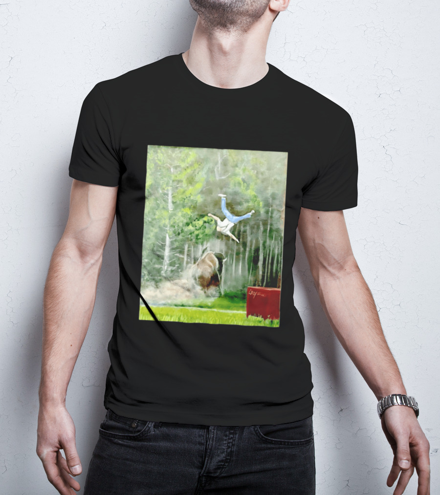 Sportman Epic Bison Attack Wildlife Painting T-Shirt