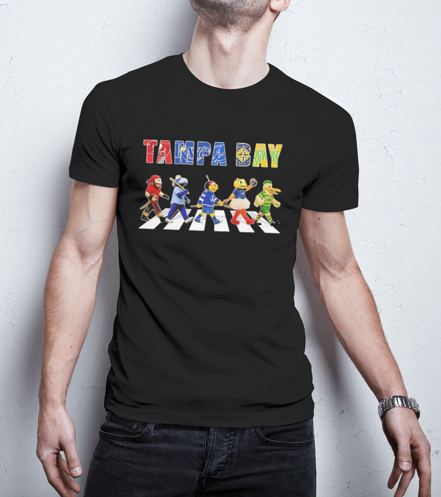 Tampa Bay Sports Mascots Walking Abbey Road Style Sports In City T-Shirt