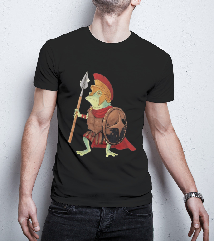 Stakuyi Hop Lite Frog Roman Soldier Spear Shield Helmet Red Cape T-Shirt
