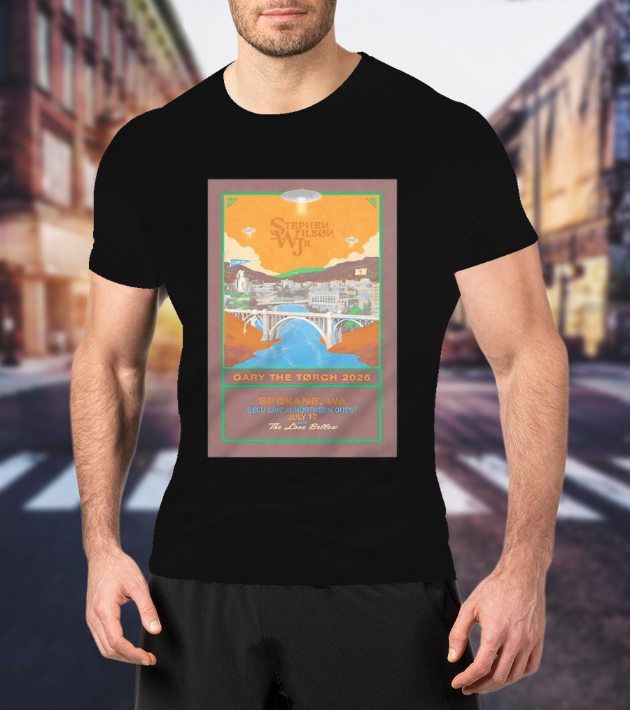 Stephen Wilson Jr Gary The Torch 2026 Bridge UFO Spokane WA Concert July 17 The Lone Bellow T-Shirt
