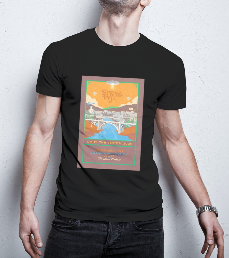 Stephen Wilson Jr Gary The Torch 2026 Bridge UFO Spokane WA Concert July 17 The Lone Bellow T-Shirt