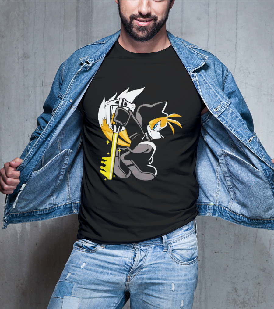 Tails The Fox In Organization XIII Cloak Holding Keyblade T-Shirt