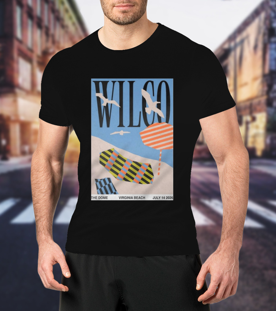 Wilco Concert The Dome Virginia Beach July 14 2026 Seagulls Beach Umbrellas T-Shirt