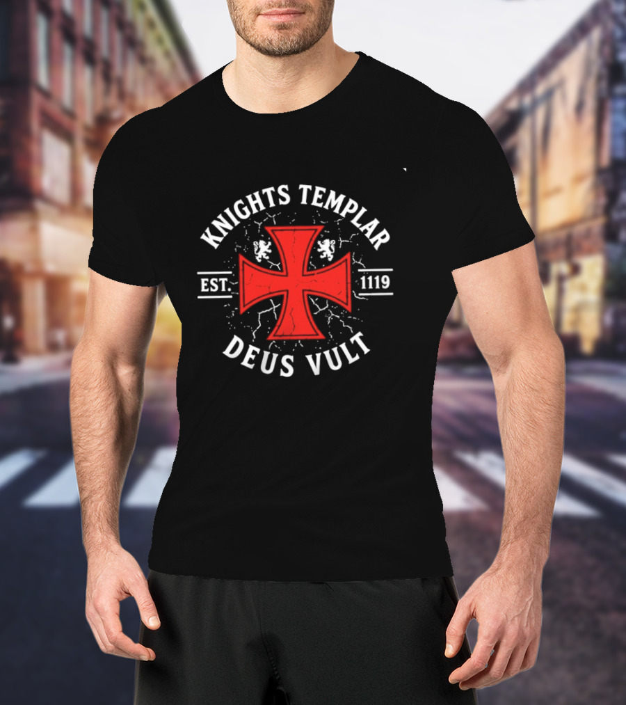 Knights Templar Est 1119 Deus Vult Red Cross T-Shirt