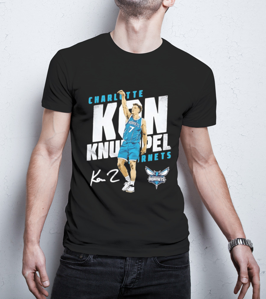 Charlotte Hornets Kon Knueppel Basketball 7 Signature T-Shirt