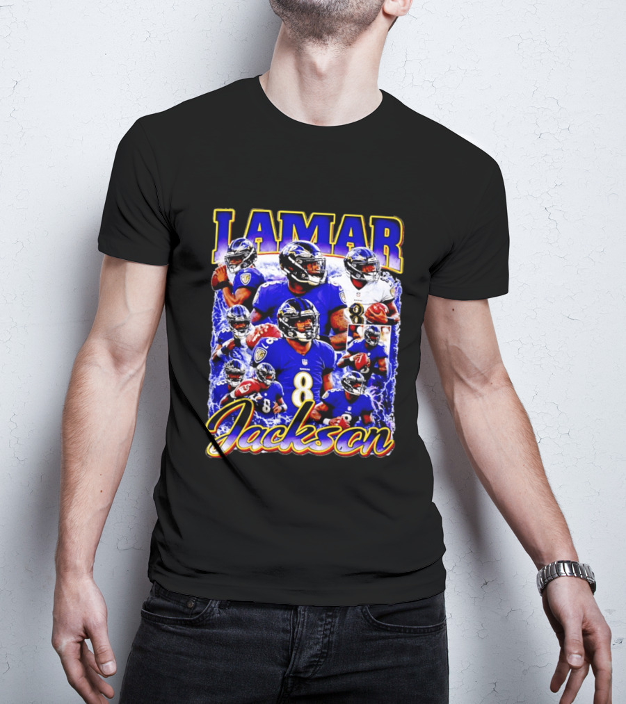 Lamar Jackson Baltimore Ravens NFL Football Star 8 T-Shirt