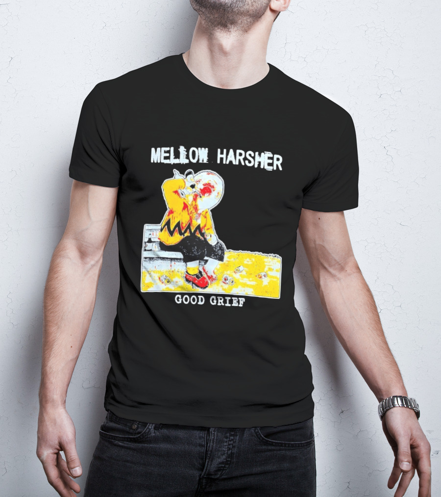 Mellow Harsher Good Grief Charlie Brown Drinking Image T-Shirt