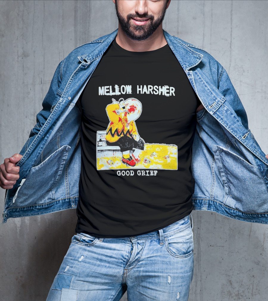 Mellow Harsher Good Grief Charlie Brown Drinking Image T-Shirt