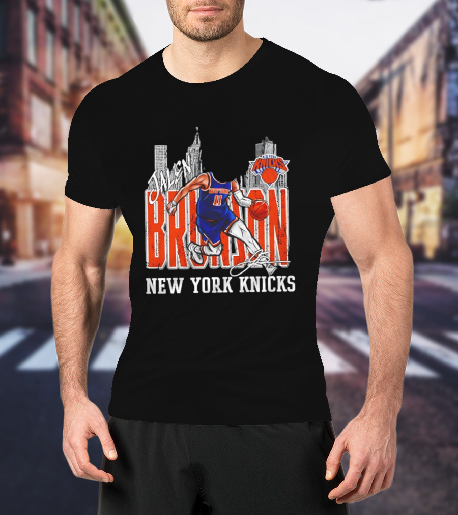 Jalen Brunson New York Knicks Basketball City Skyline T-Shirt
