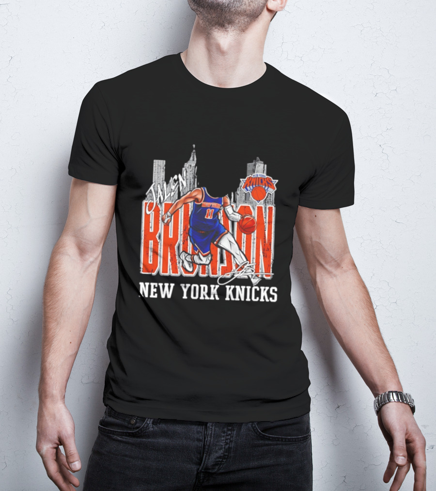 Jalen Brunson New York Knicks Basketball City Skyline T-Shirt