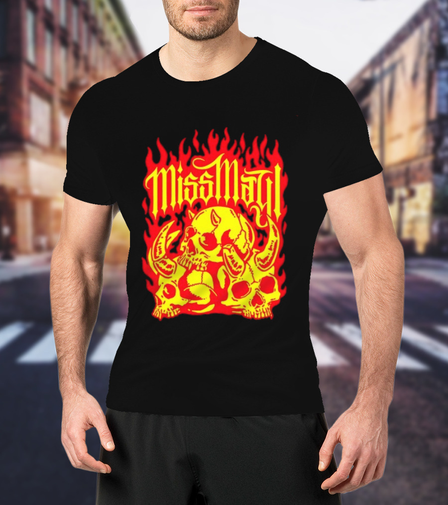 Miss May I Flaming Skulls Fire Metalcore Band T-Shirt