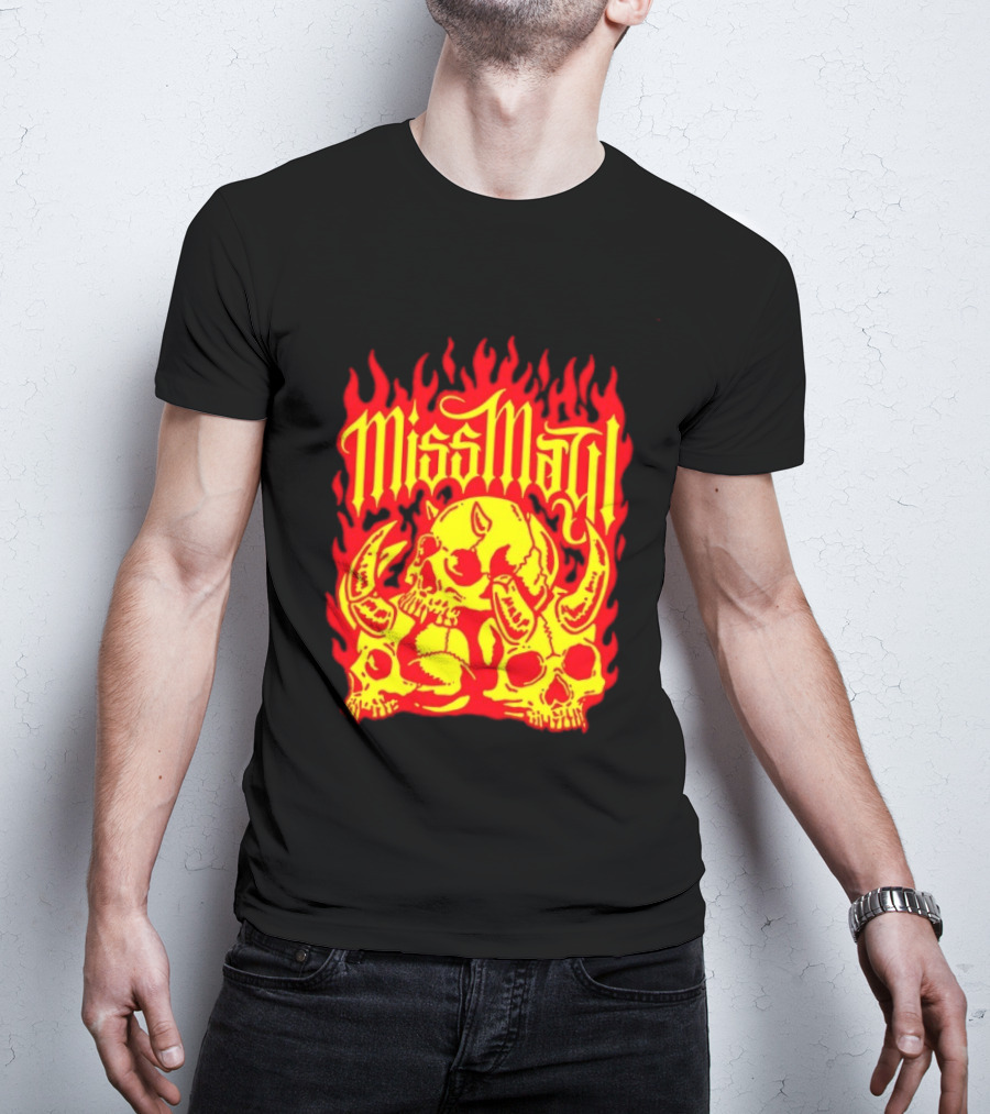 Miss May I Flaming Skulls Fire Metalcore Band T-Shirt