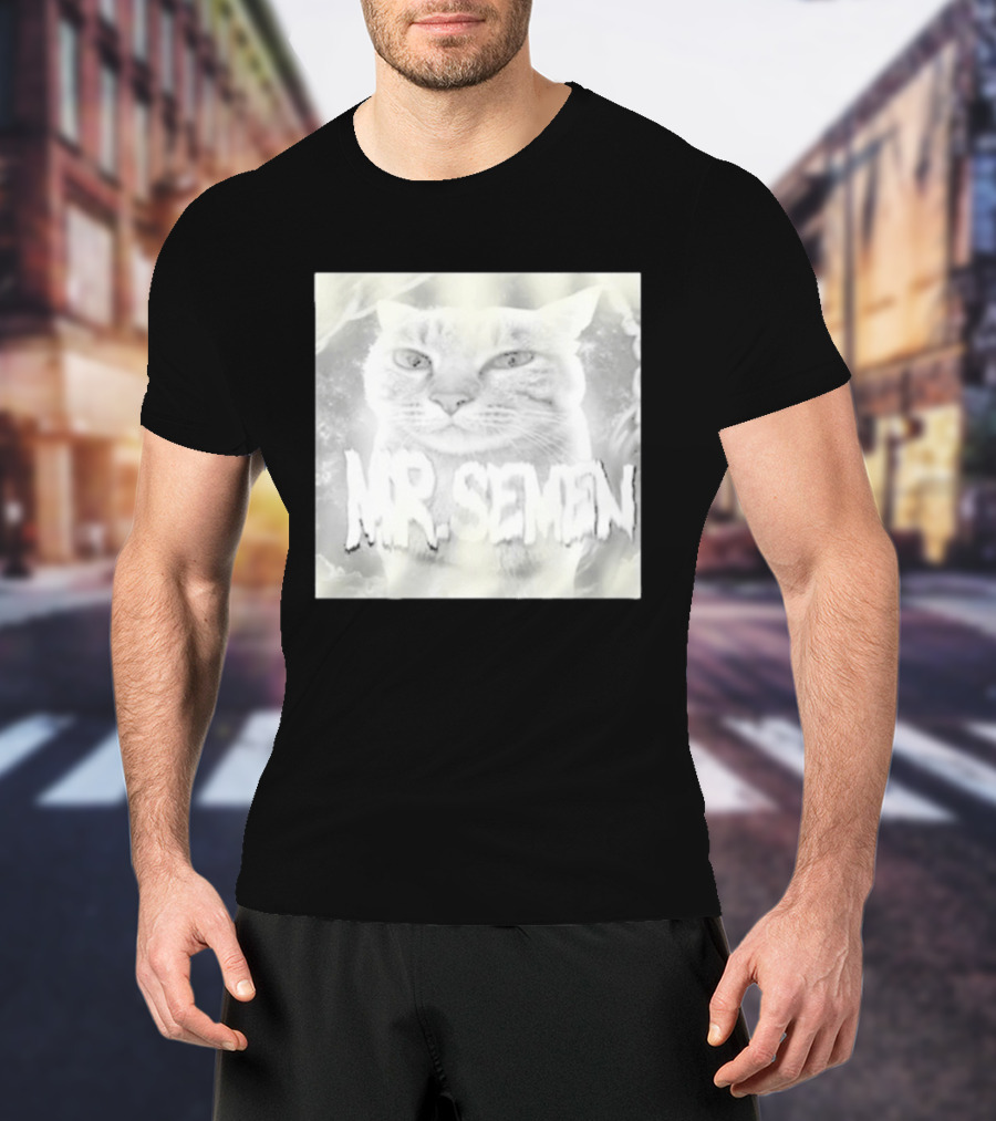 Mr Semen Cat Feline Fantasy Bold White T-Shirt