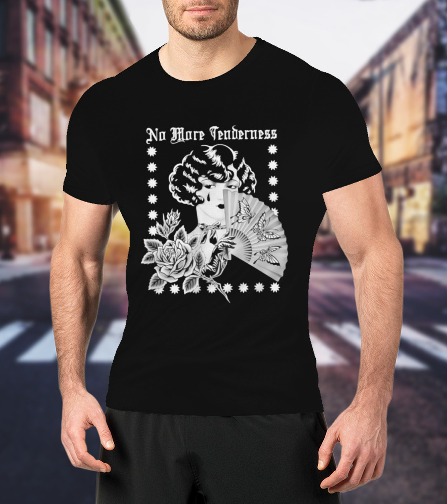 No More Tenderness Gothic Deco Rose Face Fan Butterfly T-Shirt