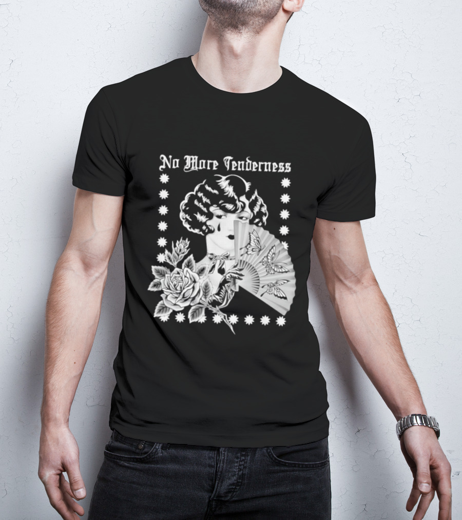 No More Tenderness Gothic Deco Rose Face Fan Butterfly T-Shirt