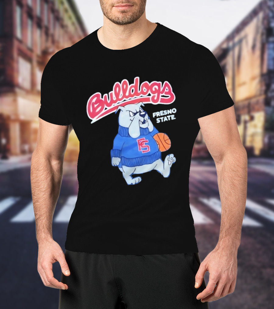Fresno State Bulldogs Mascot With Basketball And Sweater T-Shirt