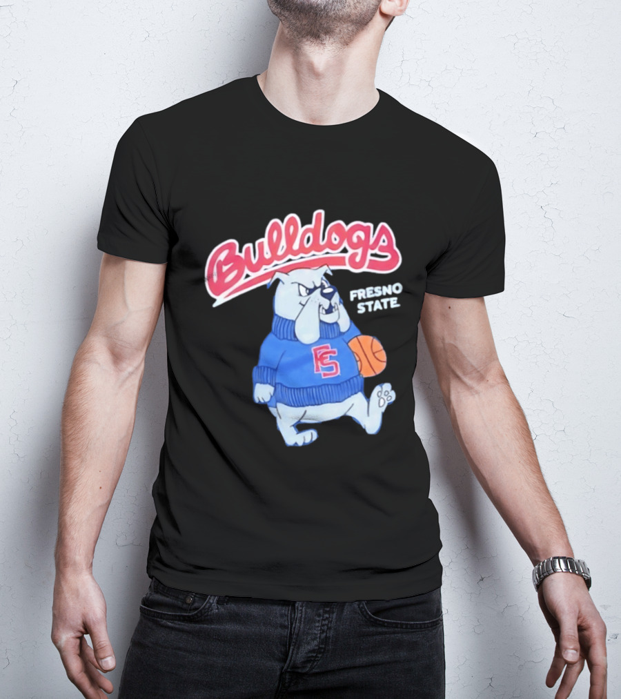 Fresno State Bulldogs Mascot With Basketball And Sweater T-Shirt