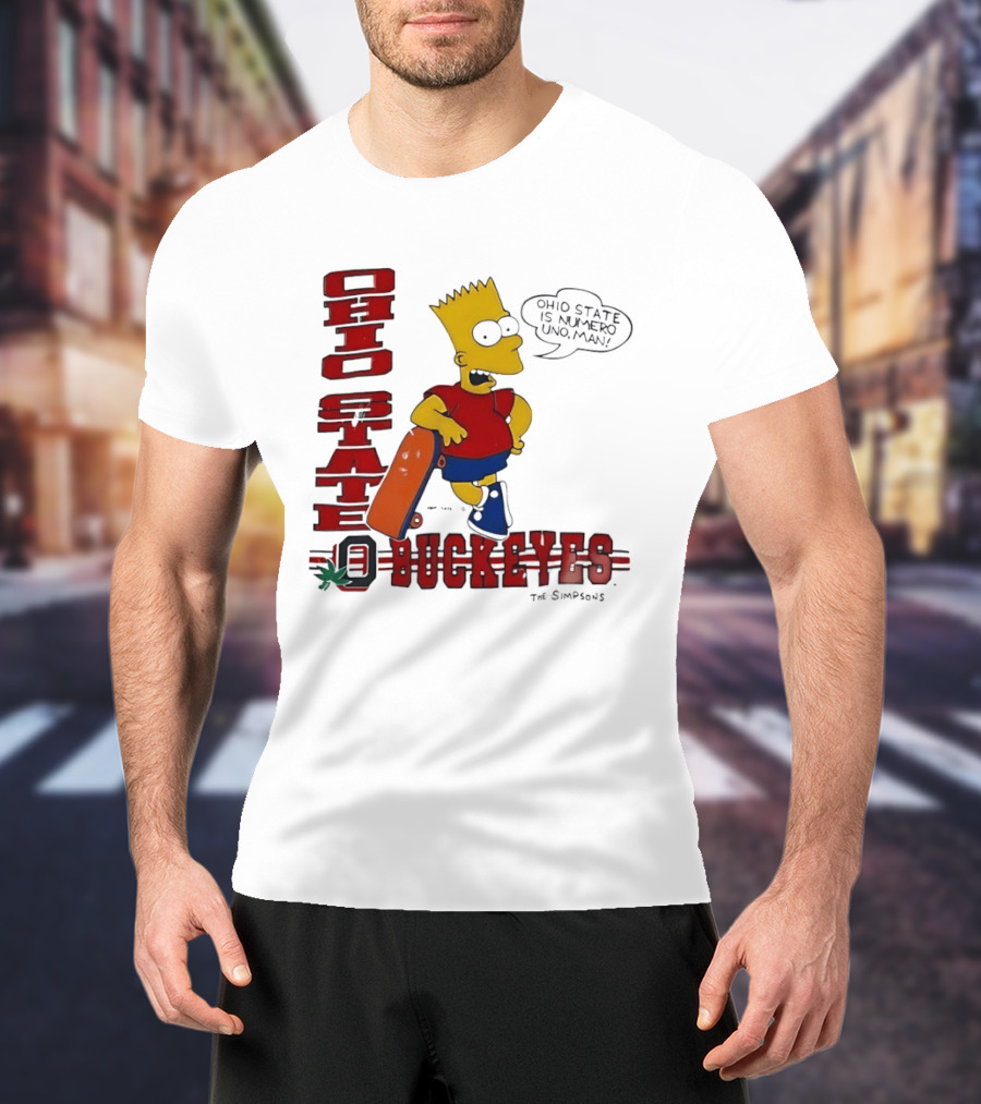 Ohio State Buckeyes Bart Simpson Numero Uno Man Skateboard T-Shirt
