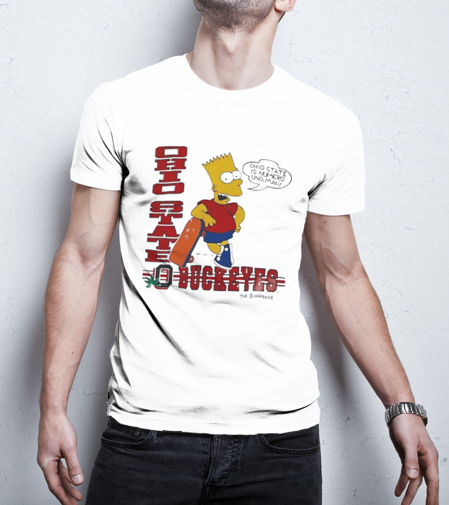 Ohio State Buckeyes Bart Simpson Numero Uno Man Skateboard T-Shirt