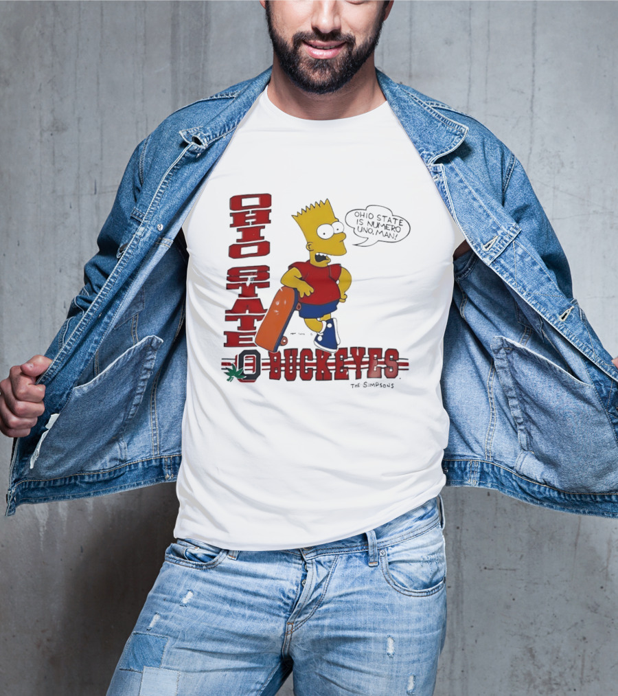Ohio State Buckeyes Bart Simpson Numero Uno Man Skateboard T-Shirt